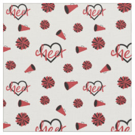 Tissu Coeurs rouges, pots de chat, Motif mégaphone