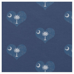 Tissu Coeurs vintages de drapeau de la Caroline du Sud