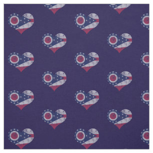 Tissu Coeurs vintages de drapeau de l'Ohio