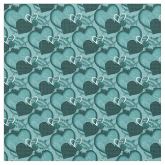 Tissu Coeurs Whimsy Fabric-2 Tone Turquoise