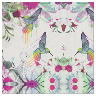 Tissu Colibris et fleurs
