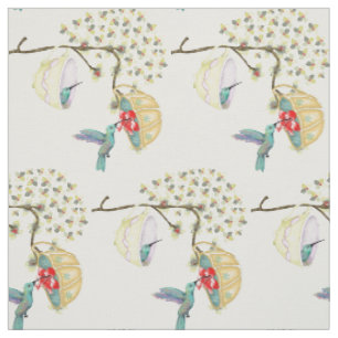 Tissu Colibris Tasses à Thé Jardin Floral de Printemps