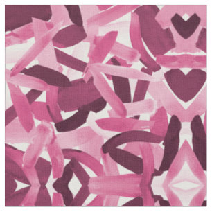 Tissu Collage Artsy Girly Pink Burgundy Brushstroke