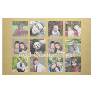 Tissu Collage de 12 photos avec l'arrière - plan d'or