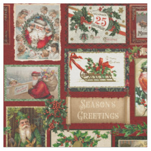 Tissu Collage de la carte de Noël victorienne antique