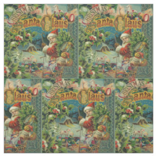 Tissu Collage de Noël victorien du Père Noël Antique