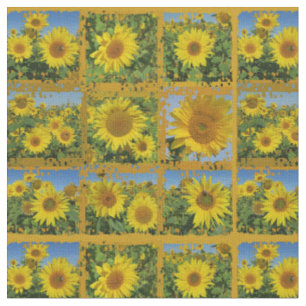 Tissu Collage de tournesols jaunes en été