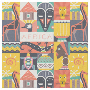 Tissu Collage symbolique africain d'art