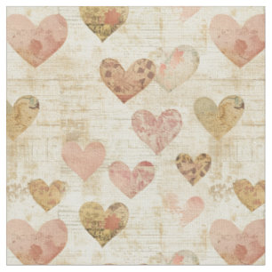 Tissu Coller les coeurs sur papier manuscrit