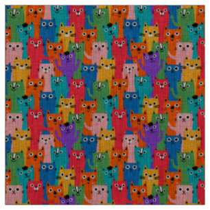 Tissu Colorful cats