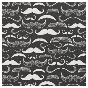 Tissu Conception blanche drôle de moustache sur le noir