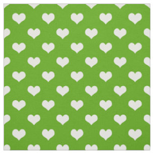Tissu Conception de coeurs adorables verts blancs 