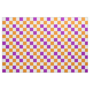 Tissu Conception de motif à carreaux orange blanc violet