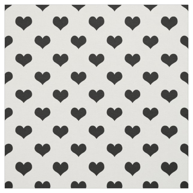Tissu Conception de motif de cœur d'amour noir et blanc  (Échantillon)