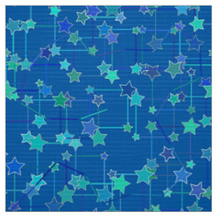 Tissu Constellation abstraite d'étoiles, bleu de cobalt