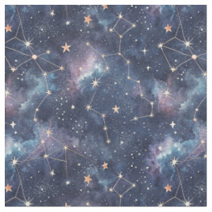 Tissu Constellation spatiale cosmique et motif nocturne