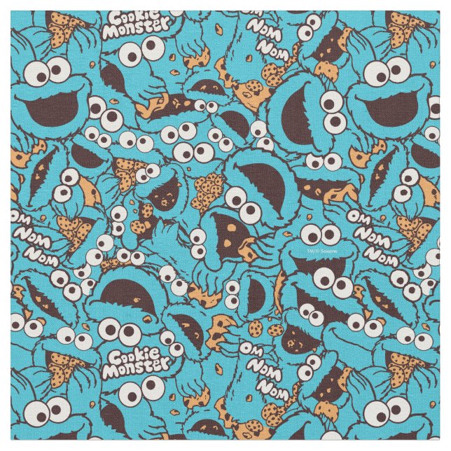Tissu Cookie Monster | Nom Nom Nom Nom Motif (Fermer)
