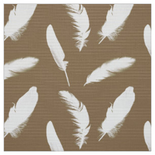 Tissu Copie de plume blanche sur le taupe