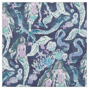 Tissu Copie de sirène d'indigo de VILLE de SIRÈNE