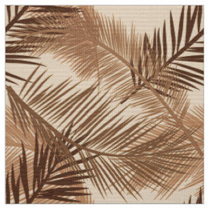 Tissu Copie en feuille de palmier, brun foncé, Tan et