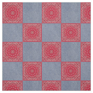 Tissu Copie rouge de Bandana et de denim