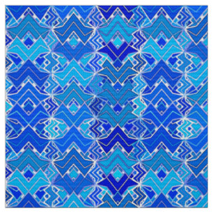 Tissu Copie tribale de batik, cobalt et bleu Cerulean