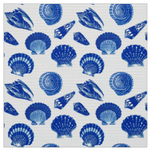 Tissu Coquillages - bleu marine sur un arrière - plan