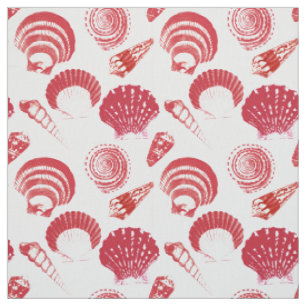 Tissu Coquillages - cinnabar rouge sur un arrière - plan