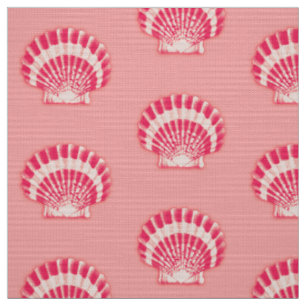Tissu Coquillages marins - nuances de corail rose