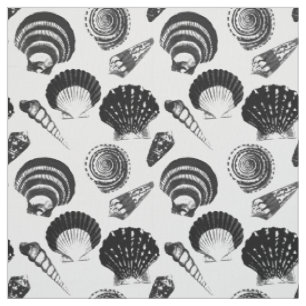 Tissu Coquillages - noir et blanc sur un arrière - plan