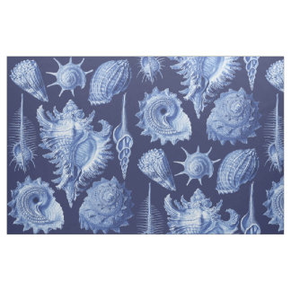 Tissu Coquillages vintages bleus