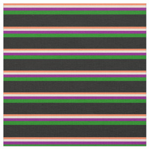 Tissu Corail, bisque, violet, vert et noir