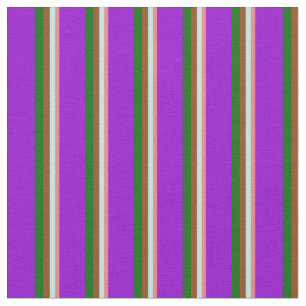 Tissu Corail clair, Turquoise, Brown, Vert & Violet fonc