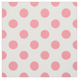 Tissu Corail et pois blancs