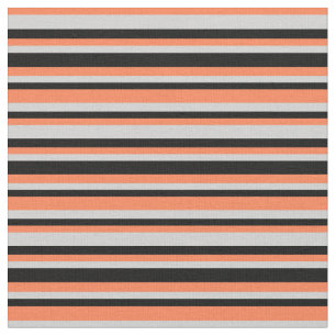 Tissu Corail, gris clair et Motif noir