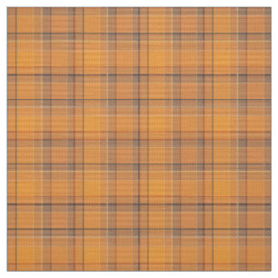 Tissu Corail, orange, tartan brun plaid