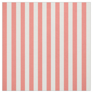Tissu Corail rose et blanc rayures