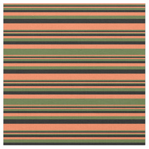 Tissu Corail, vert foncé d'olive et brèves noires