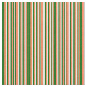 Tissu Corail, Vert foncé et Blancs
