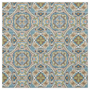Tissu Corail vert Orange Bleu Bali Batik Style Motif