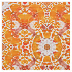 Tissu Coral Orange et crème Batik Motif