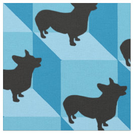 Tissu Corgi sur les cubes bleus