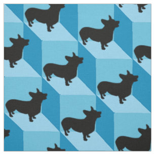 Tissu Corgi sur les cubes bleus