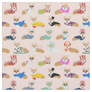 Tissu corgins en costumes chien rose