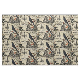 Tissu corneille et crâne vintages modernes de Halloween