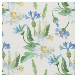 Tissu cornflowers aquarelle, camomille aquarelle