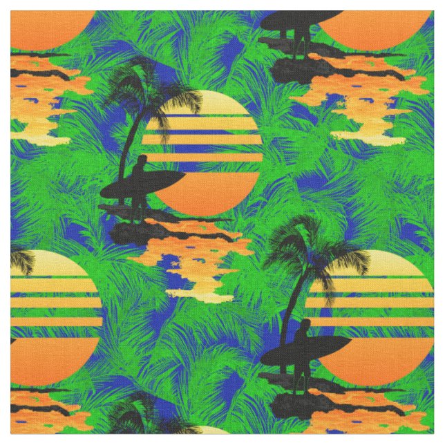 Tissu Coucher du soleil surfant (Fermer)
