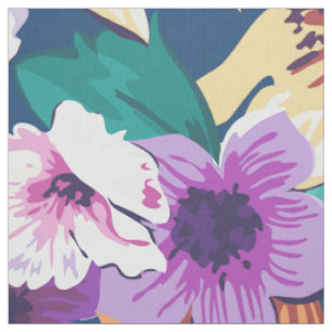 Tissu Couleurs vives fleurs été collage motif