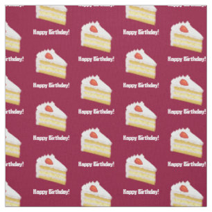 Tissu Coupe de gâteau et joyeux anniversaire ou tout tex