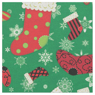 Tissu Coupe rouge vert Noir Noir Bas de Noël Flocon de n
